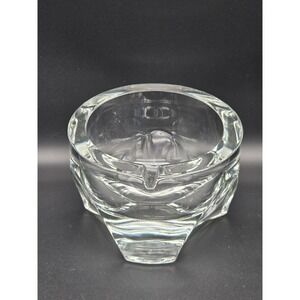Vintage Viking Glass Tripod Orb Ashtray Slanted Clear Color 5.5" MCM Heavy Bowl